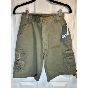 NWT! VTG OP Boys Cargo Shorts Distressed Pockets Olive Green Casual Size 10